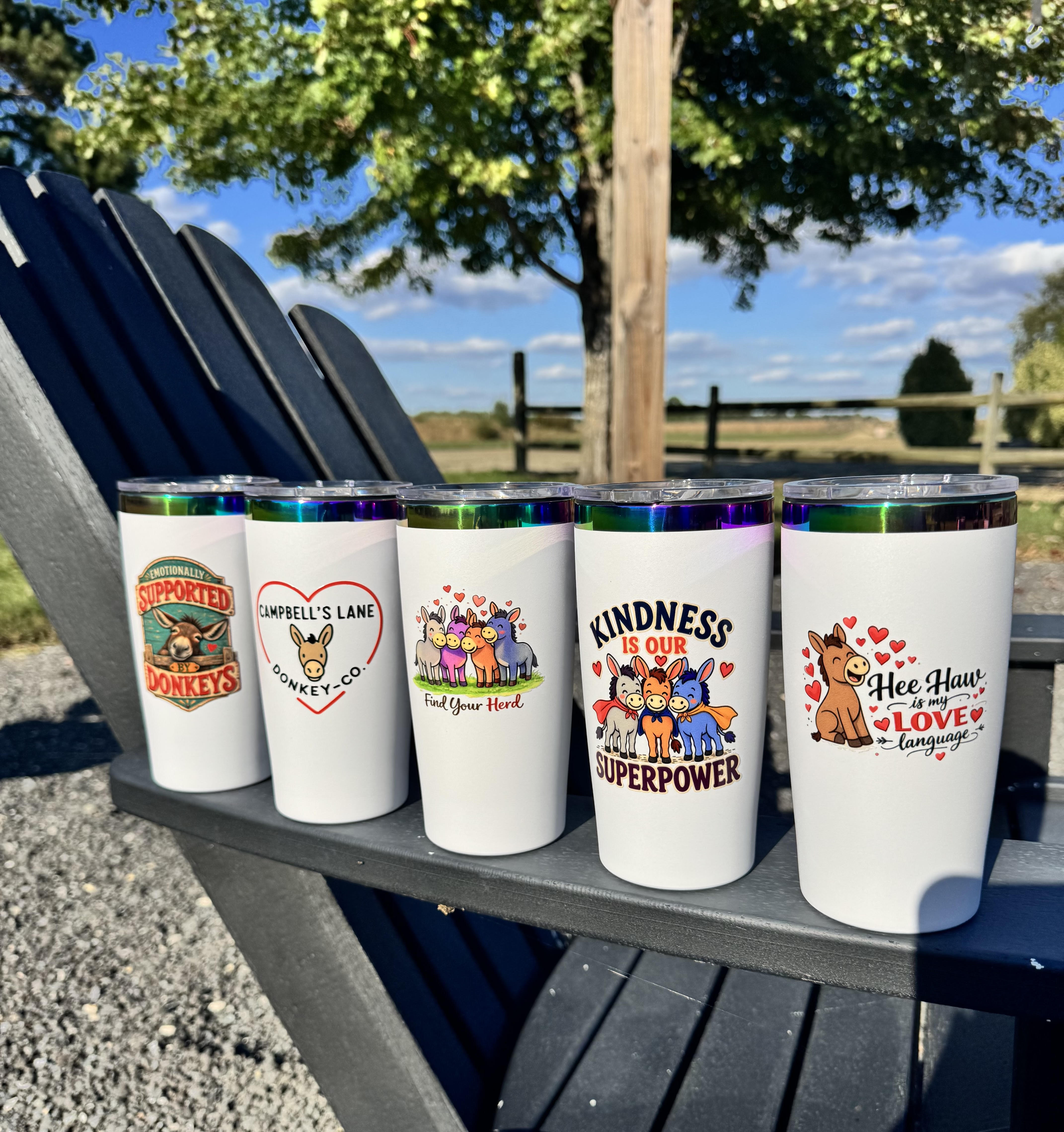 White Campbell's Lane Donkey Co. Tumbler