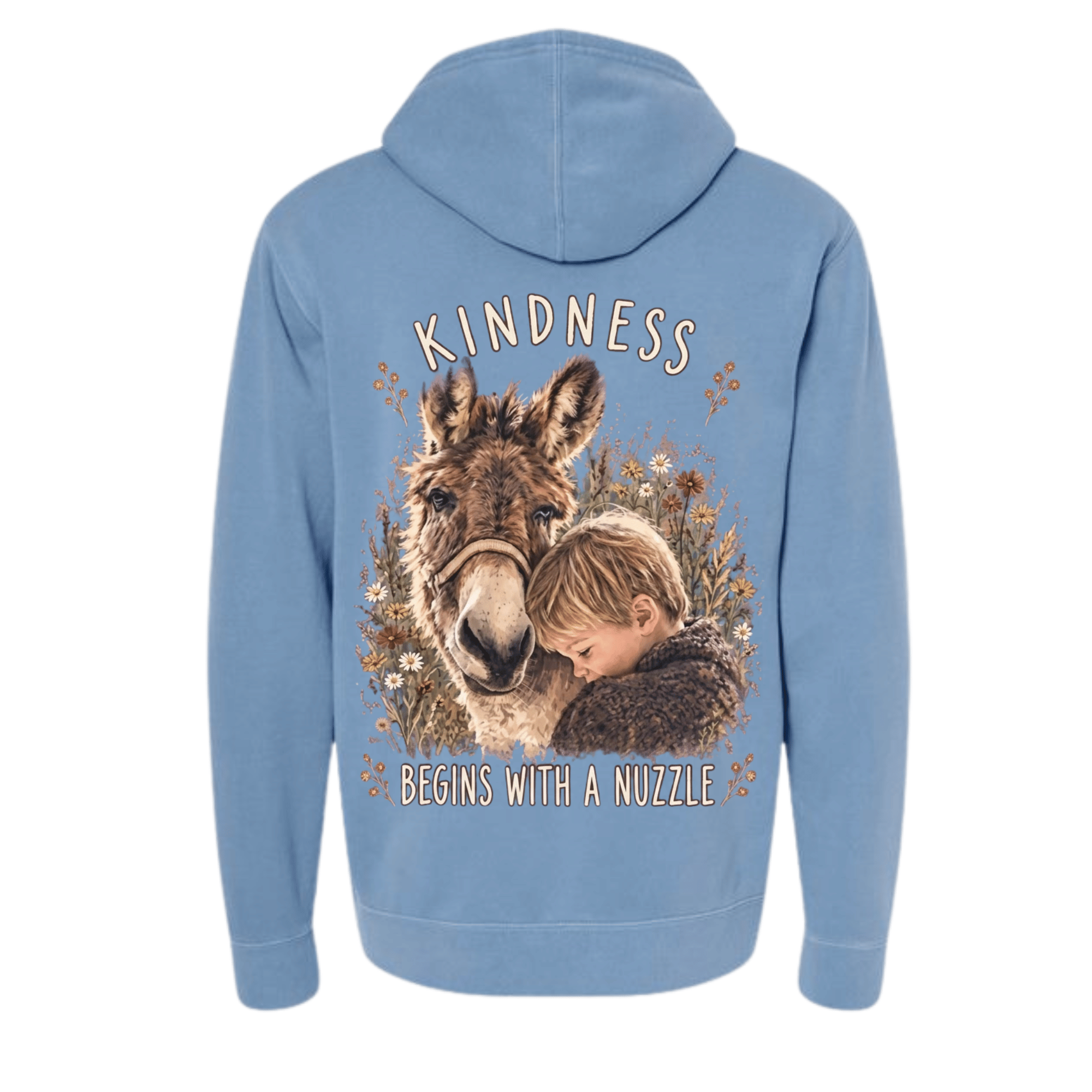 Kindness Begins with a Nuzzle Hoodie — It starts with a soft nuzzle and ripples from there. (front view)