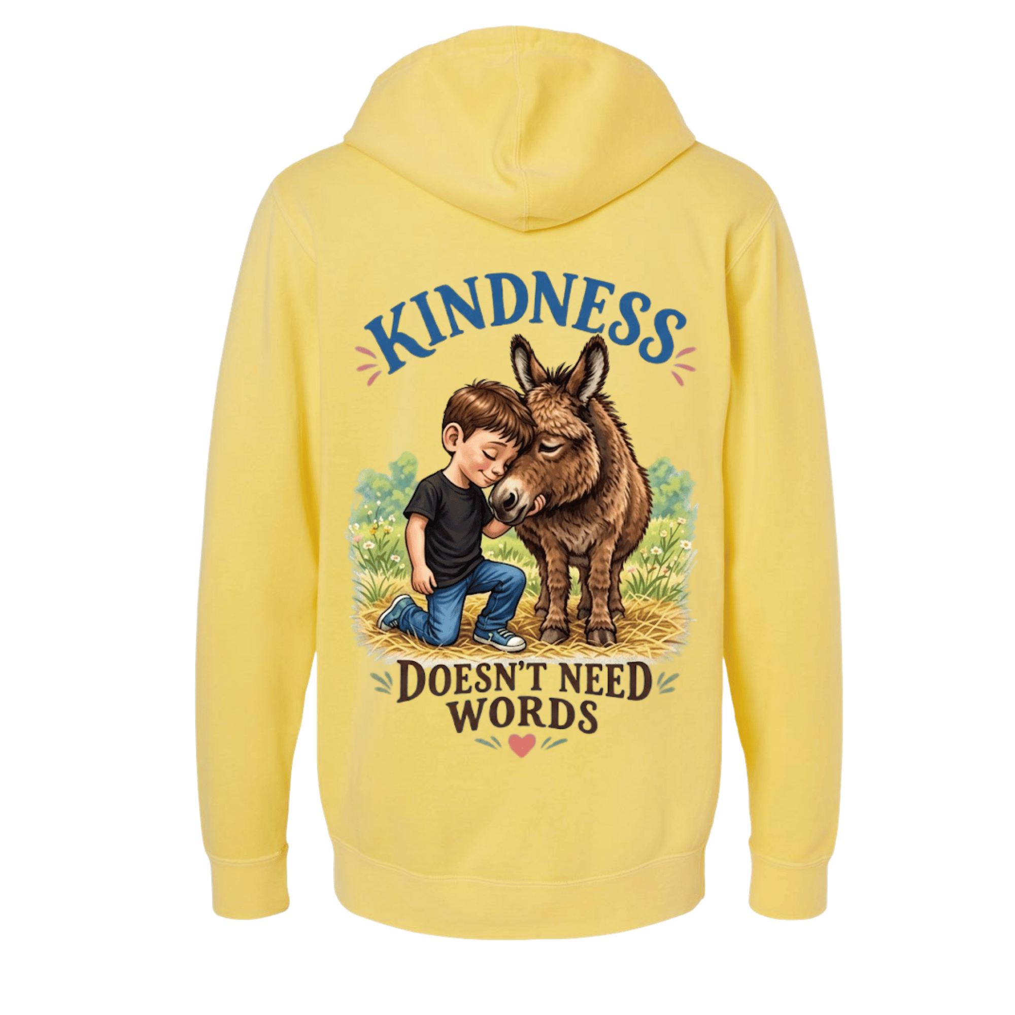Kindness Doesn't Need Words Hoodie — A quiet presence, a warm field, no explanation needed. (front view)