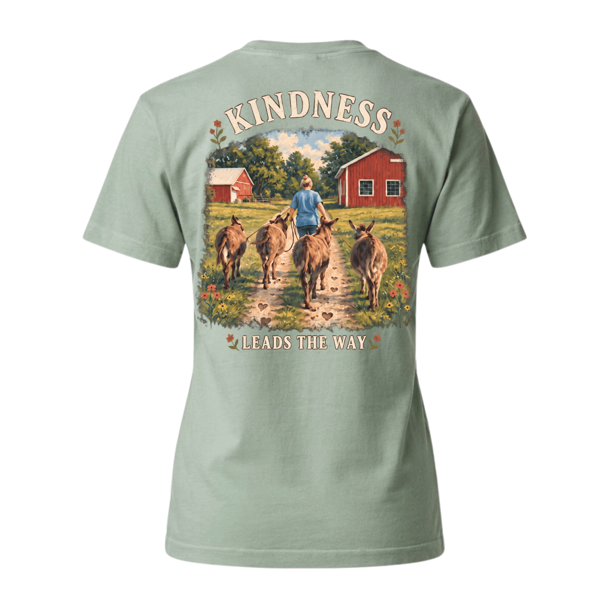 Kindness Leads The Way T-Shirt — A donkey always knows the right path, kindness does too. (front view)